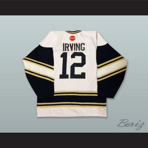 Irving 12 Canisius College White Navy Blue and Old Gold Hockey Jersey