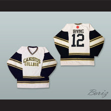 Load image into Gallery viewer, Irving 12 Canisius College White Navy Blue and Old Gold Hockey Jersey