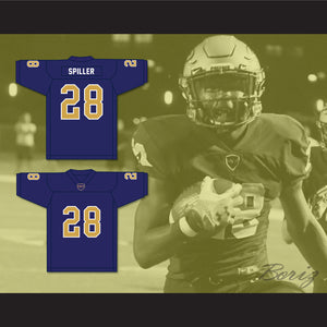Isaiah Spiller 28 Klein Collins High School Tigers Navy Blue Football Jersey 2