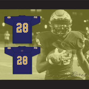 Isaiah Spiller 28 Klein Collins High School Tigers Navy Blue Football Jersey 1