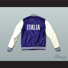 Load image into Gallery viewer, Italia Blue and White Lab Leather Varsity Letterman Jacket