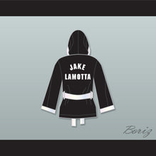 Load image into Gallery viewer, Jake Lamotta Black Satin Half Boxing Robe with Hood