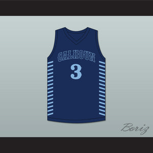 JD Davison 3 Calhoun High School Tigers Navy Blue Basketball Jersey 1