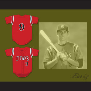 JT Realmuto 9 Carl Albert High School Titans Red Baseball Jersey 1