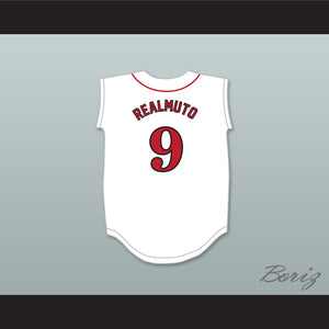 JT Realmuto 9 Carl Albert High School Titans White Baseball Jersey 2