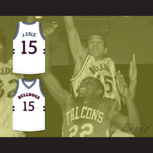 Load image into Gallery viewer, J. Cole 15 Bulldogs High School White Basketball Jersey