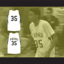 Load image into Gallery viewer, Jabari Walker 34 Campbell Hall School Vikings White Basketball Jersey 3