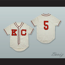 Load image into Gallery viewer, Jackie Robinson 5 Kansas City Monarchs Negro League White Pinstriped Baseball Jersey