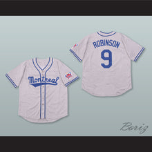 Load image into Gallery viewer, Jackie Robinson 9 Montreal Royals Gray Button Down Baseball Jersey