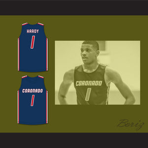 Jaden Hardy 1 Coronado High School Cougars Navy Blue Basketball Jersey 2