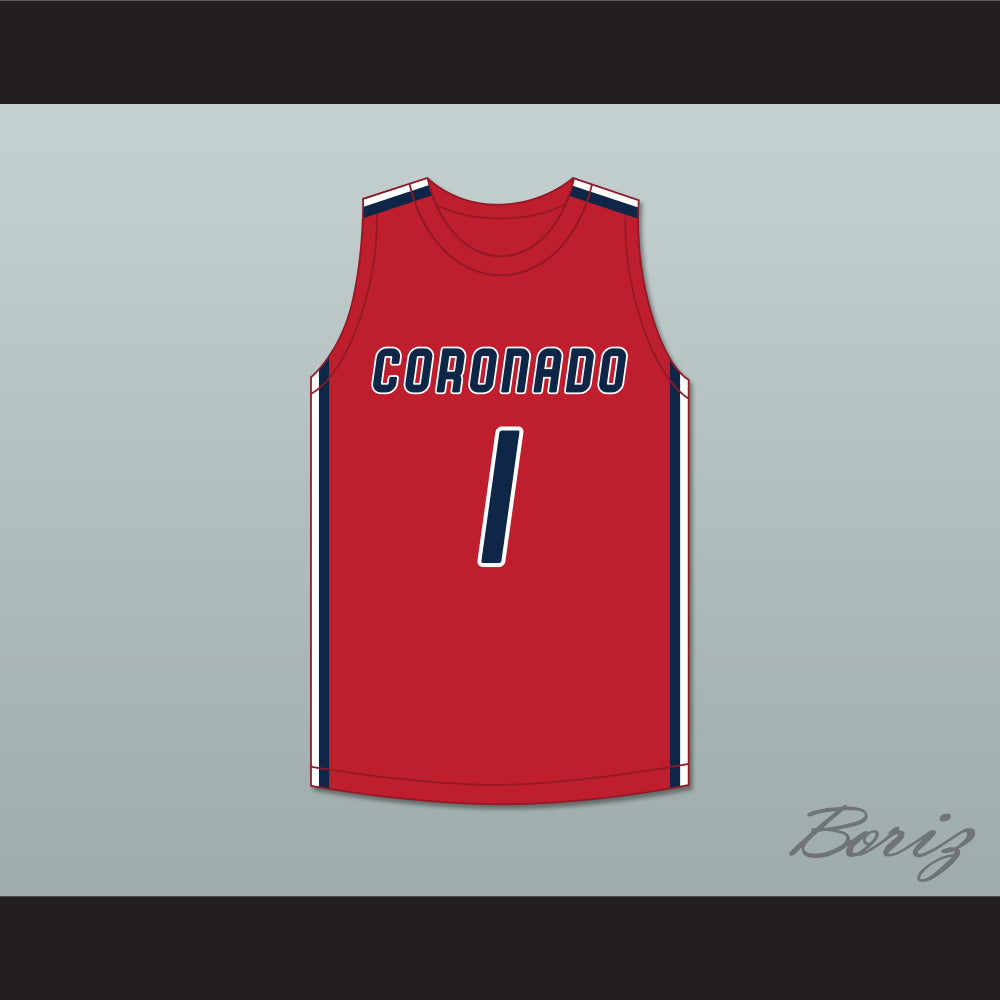 Jaden Hardy 1 Coronado High School Cougars Red Basketball Jersey 1