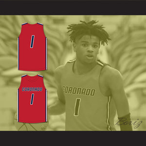 Jaden Hardy 1 Coronado High School Cougars Red Basketball Jersey 1