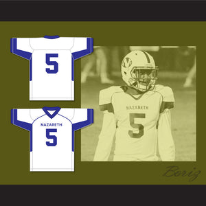 Jahan Dotson 5 Nazareth Area High School Blue Eagles White Football Jersey 1