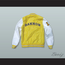 Load image into Gallery viewer, Jake Spencer 15 Bannon High School Yellow and White Lab Leather Varsity Letterman Jacket