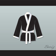 Load image into Gallery viewer, Jake Lamotta Black Satin Half Boxing Robe