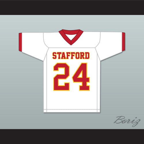 Jalen Pitre 24 Stafford High School Spartans White Football Jersey 1