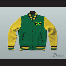 Load image into Gallery viewer, Jamaica Green Varsity Letterman Jacket-Style Sweatshirt