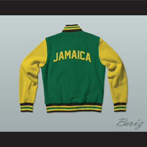 Jamaica Green Varsity Letterman Jacket-Style Sweatshirt
