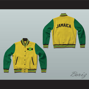 Jamaica Yellow Varsity Letterman Jacket-Style Sweatshirt