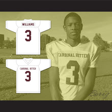 Load image into Gallery viewer, Jameson Williams 3 Cardinal Ritter College Prep High School Lions White Football Jersey 2