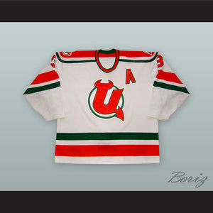 Jamie Huscroft 3 Utica Devils White Hockey Jersey