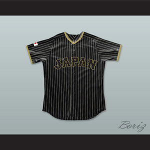 Shohei Ohtani 16 Japan Samurai Black Pinstriped Baseball Jersey 2