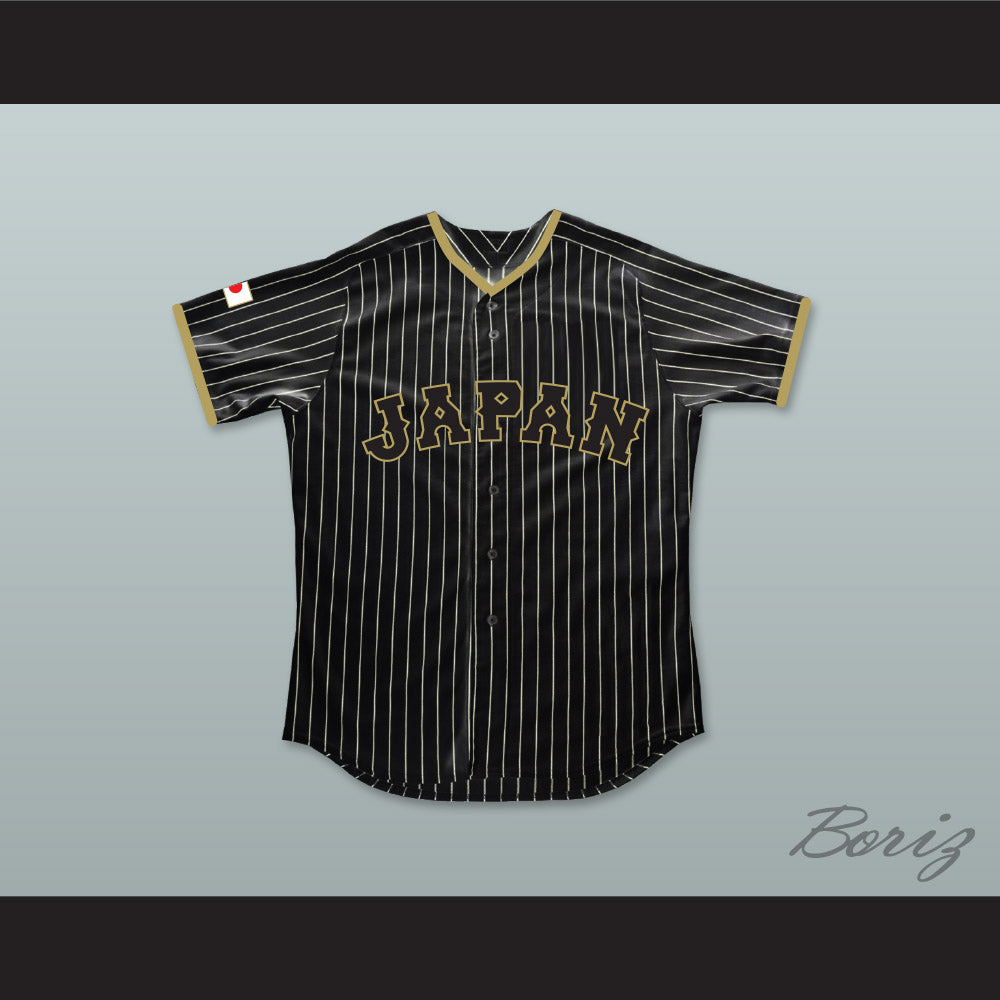 Shohei Ohtani 16 Japan Samurai Black Pinstriped Baseball Jersey 2
