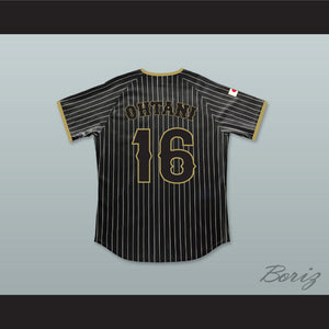 Shohei Ohtani 16 Japan Samurai Black Pinstriped Baseball Jersey 2