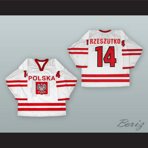 Jaroslaw Rzeszutko 14 Poland National Team White Hockey Jersey