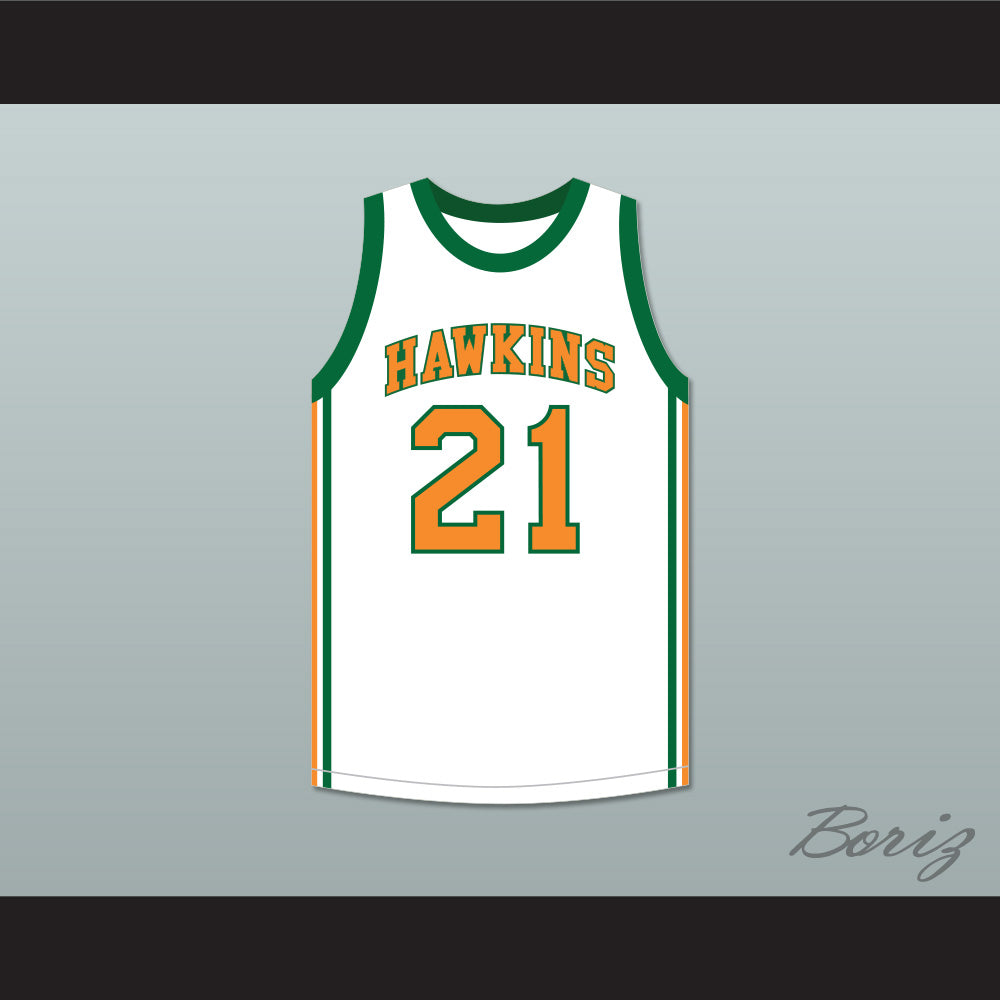 Jason Carver 21 Hawkins High School Tigers White Basketball Jersey 2