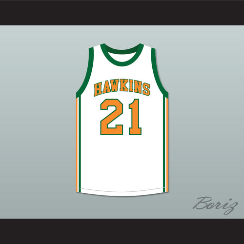 Jason Carver 21 Hawkins High School Tigers White Basketball Jersey 1