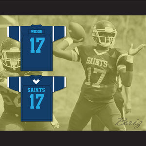 Jelani Woods 17 Cedar Grove High School Saints Navy Blue Football Jersey 2