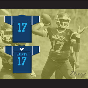 Jelani Woods 17 Cedar Grove High School Saints Navy Blue Football Jersey 1