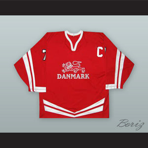 Jesper Damgaard 7 Denmark National Team Red Hockey Jersey