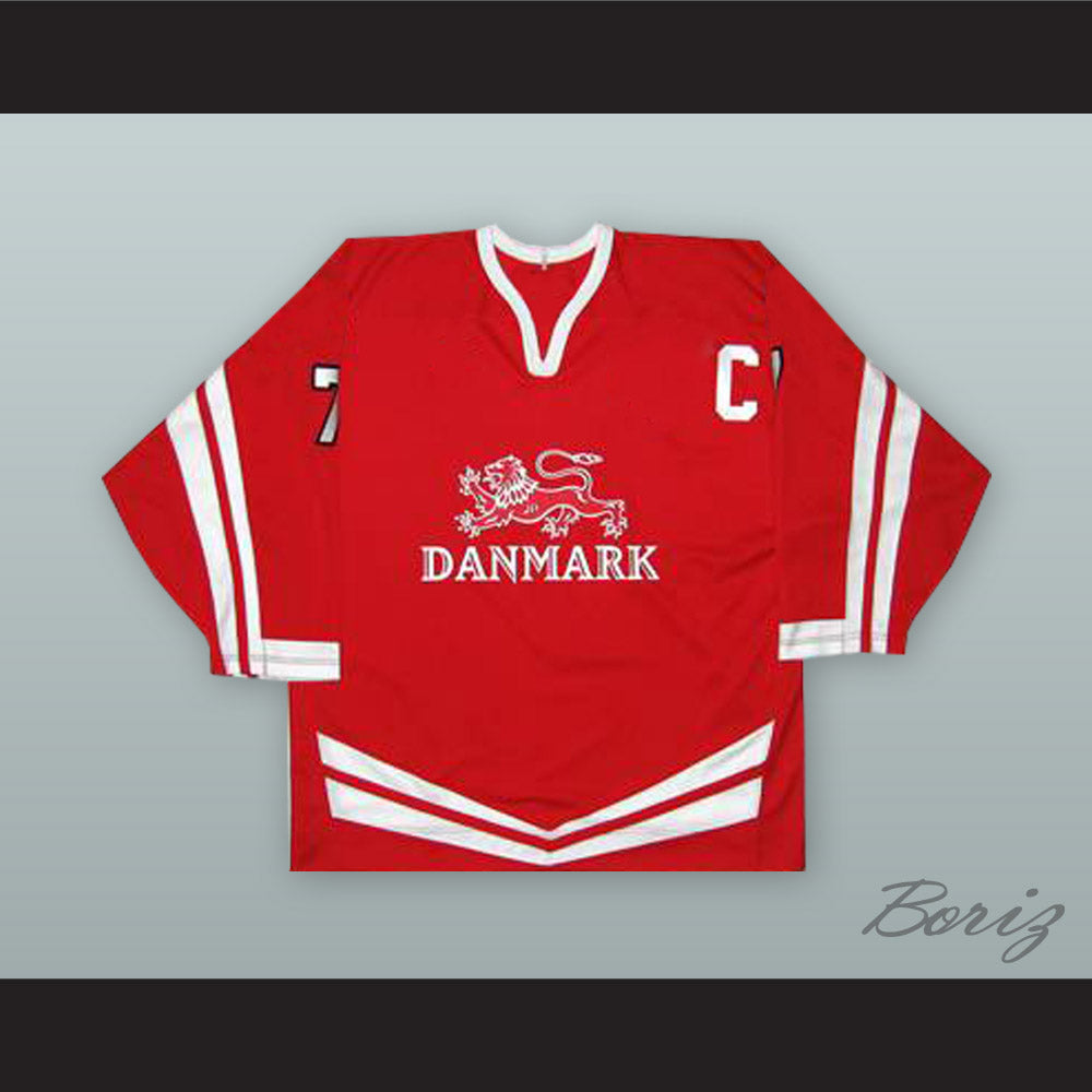 Jesper Damgaard 7 Denmark National Team Red Hockey Jersey