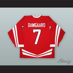 Jesper Damgaard 7 Denmark National Team Red Hockey Jersey