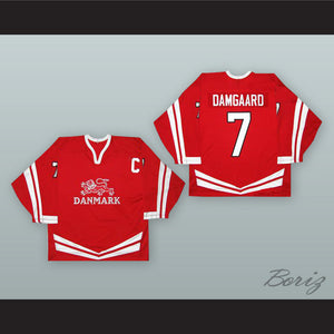 Jesper Damgaard 7 Denmark National Team Red Hockey Jersey