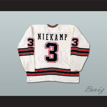 Load image into Gallery viewer, Jim Niekamp 3 WHA Los Angeles Sharks White Hockey Jersey