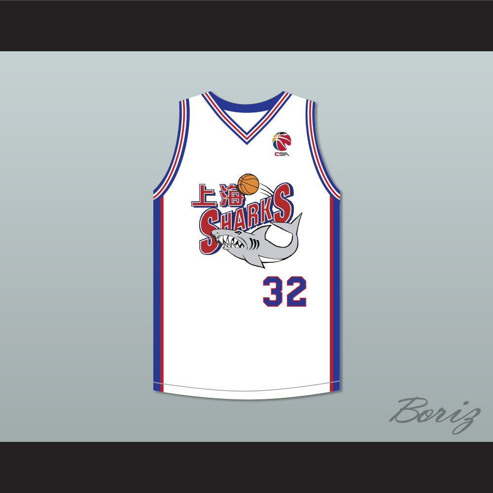 Jimmer Fredette 32 Shanghai Sharks White Basketball Jersey with CBA Patch