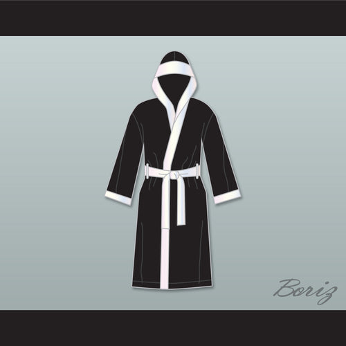 Joe Calzaghe Black Satin Full Boxing Robe with Hood