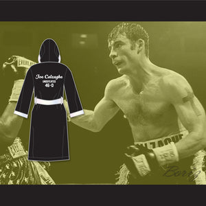 Joe Calzaghe Black Satin Full Boxing Robe with Hood