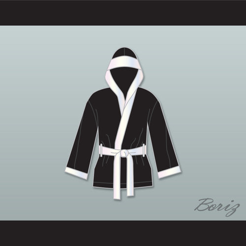 Joe Calzaghe Black Satin Half Boxing Robe with Hood