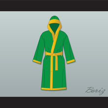 Load image into Gallery viewer, Smokin&#39; Joe Frazier Green Satin Full Boxing Robe with Hood