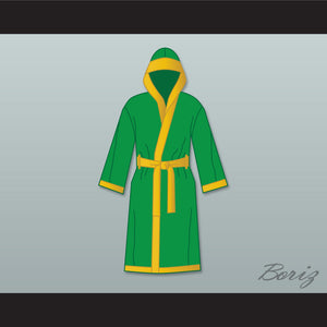 Smokin' Joe Frazier Green Satin Full Boxing Robe with Hood