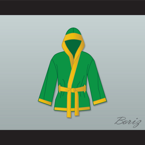 Smokin' Joe Frazier Green Satin Half Boxing Robe with Hood