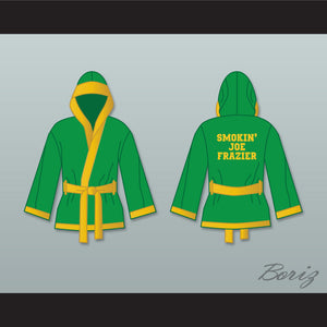 Smokin' Joe Frazier Green Satin Half Boxing Robe with Hood
