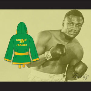 Smokin' Joe Frazier Green Satin Half Boxing Robe with Hood