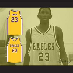 Joel Embiid 23 Montverde Academy Eagles Yellow Basketball Jersey