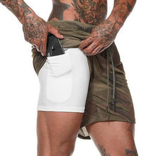 Load image into Gallery viewer, Joggers Shorts Mens 2 in 1 Short Pants Gyms Fitness Bodybuilding Workout Quick Dry Beach Shorts Male Summer Sportswear Bottoms