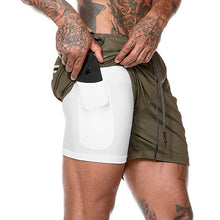 Load image into Gallery viewer, Joggers Shorts Mens 2 in 1 Short Pants Gyms Fitness Bodybuilding Workout Quick Dry Beach Shorts Male Summer Sportswear Bottoms
